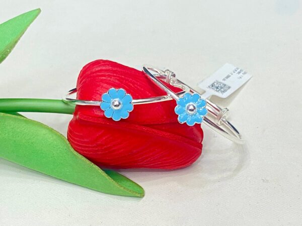 WhatsApp Image 2025-11-20 at 1.33.55 PM 92.5 Pure Silver Sky Blue Floral Design Baby Bangles (CN 13/ 125)
