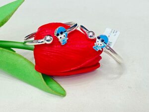 92.5 Pure Silver Piggy Design Baby Bangles (CN12)