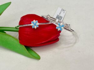 92.5 Pure Silver White Sky Flower Design Baby Bangles (CN 13)