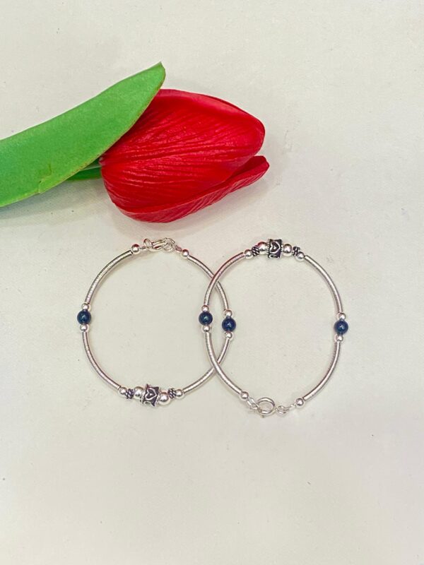 WhatsApp Image 2025-11-20 at 2.01.56 PM 92.5 Pure Silver Black Beads Heart Design Baby Bracelet cum Bangles