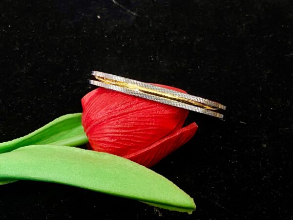 92.5 Pure Silver Stylish Line Gold Polish Design Bangle (CN 29/100)