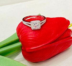 92.5 Silver Big White Square Stone Finger Ring (Size-11)