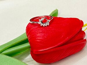 92.5 Silver Kolka Design Stone Finger Ring (Size-11)