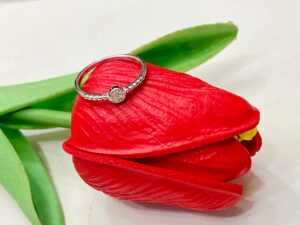 92.5 Silver Round Shape AD Stone Finger Ring (Size-10)