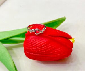 92.5 Silver Many Stone Heart Design Finger Ring (Size-11)