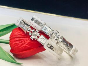 WhatsApp Image 2025-11-23 at 1.53.43 PM 99.5 pure Silver Pat Design Floral MukhSankha pair