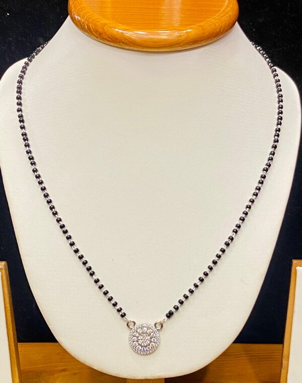 92.5 Pure Silver Round Shape Locket Mangalsutra