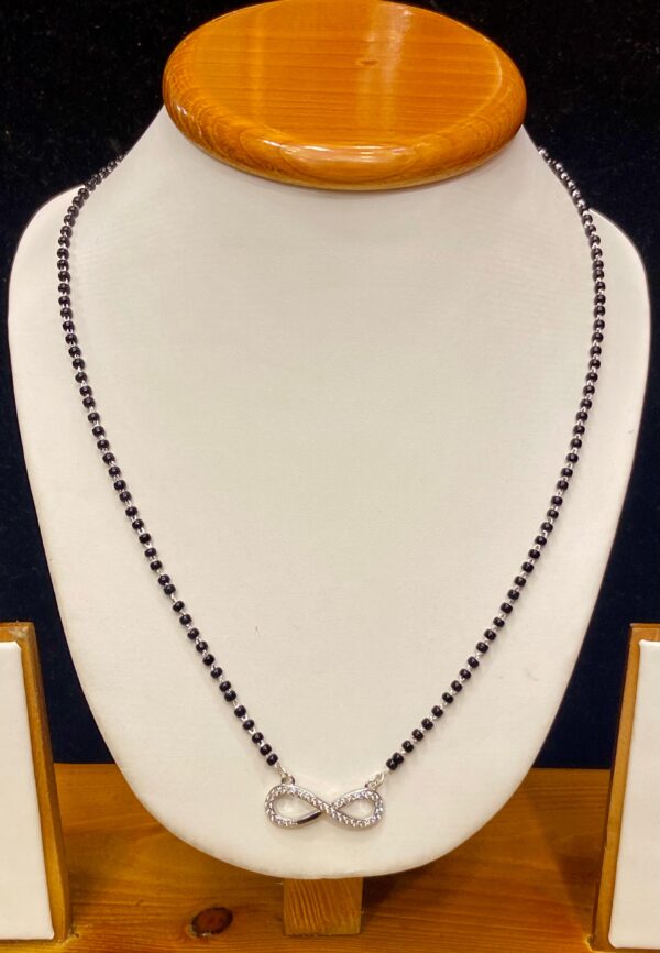 92.5 Pure Silver Stone Infinity Design Mangalsutra