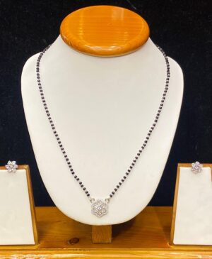 WhatsApp Image 2025-11-24 at 6.37.32 PM 92.5 Pure Silver Stone Flower Design Mangalsutra (Without Ear Tops)