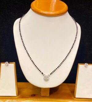 WhatsApp Image 2025-11-24 at 6.40.07 PM 92.5 Pure Silver Stone Design Round Shape Mangalsutra (Without Ear Tops)