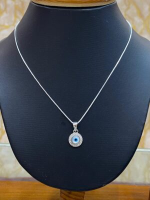 WhatsApp Image 2025-11-25 at 2.21.23 PM 92.5 Pure Silver Round Shape Evil Eye Design Pendant (Without Chain)