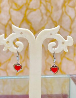 92.5 Pure Silver Hanging Orange Heart Shape Earrings