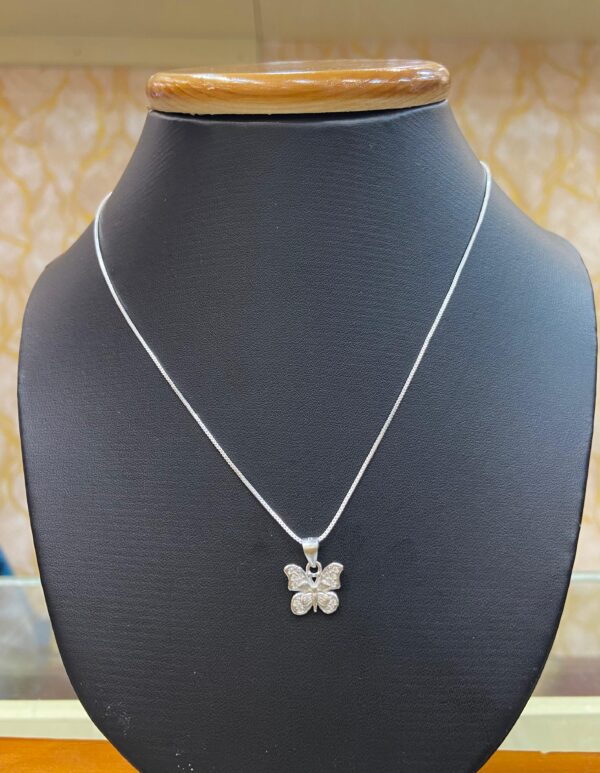 92.5 Pure Silver Butterfly Design Pendant  (Without Chain)