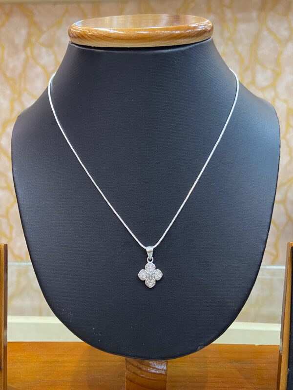 92.5 Pure Silver Flower Stone Design Pendant  (Without Chain)