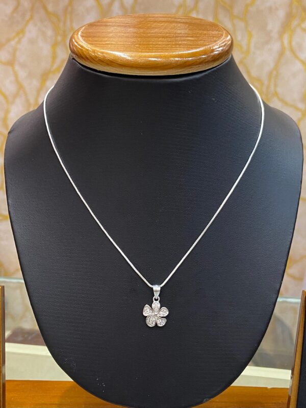 92.5 Pure Silver Flower Shape Pendant  (Without Chain)