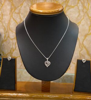 WhatsApp Image 2025-11-25 at 4.16.43 PM 92.5 Pure Silver Heart Shape Mom Design Pendant With Ear Tops (Without Chain)