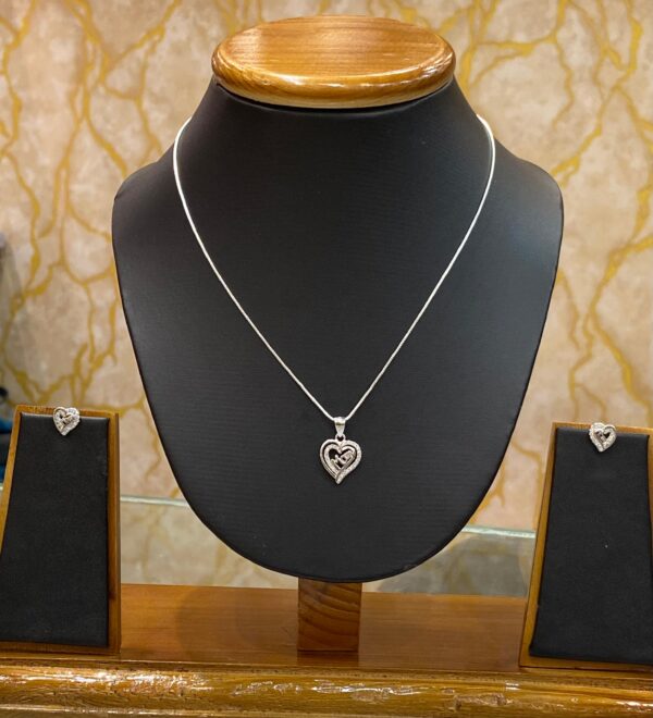 WhatsApp Image 2025-11-25 at 4.16.43 PM 92.5 Pure Silver Heart Shape Mom Design Pendant With Ear Tops (Without Chain)
