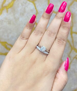 92.5 Silver Big White Stone Double Finger Ring (Size- 11)