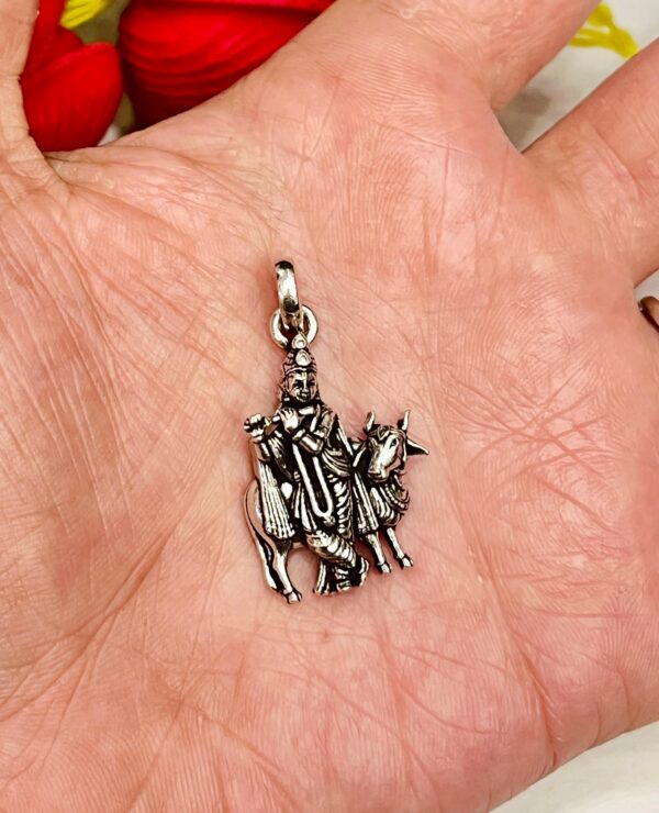 92.5 Pure Silver Krishna Medium Pendant (Without Chain)