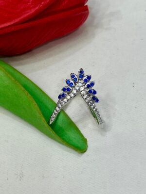 WhatsApp Image 2025-12-12 at 11.54.58 AM 92.5 Silver Blue Stone Leaf Design V Finger Ring