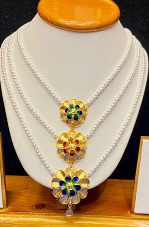 WhatsApp Image 2025-12-14 at 8.17.12 PM 99.5 Pure Silver Triple Flower Design Minakari Pearl Lahori (Gold Plated)