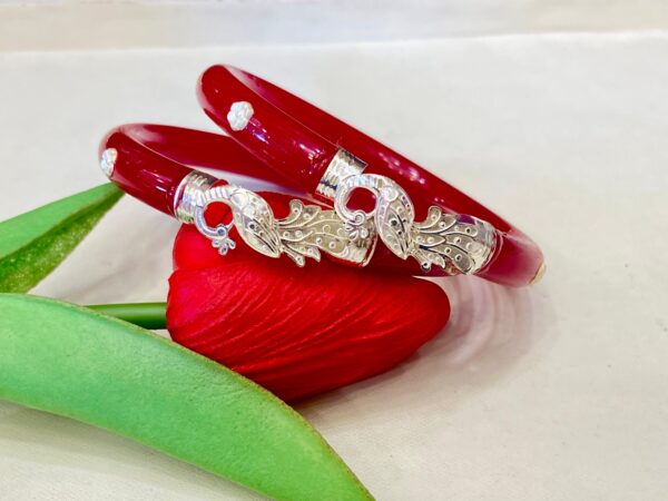 92.5 Pure Silver Peacock Design Bracelet Pola (Pair)