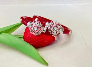 92.5 Pure Silver Chakro Design Floral Bracelet Pola (Pair)