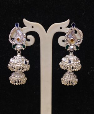 WhatsApp Image 2025-12-18 at 2.15.20 PM 92.5 Pure Silver Kolka Design Double Layer Jhumka (CN 22/22)