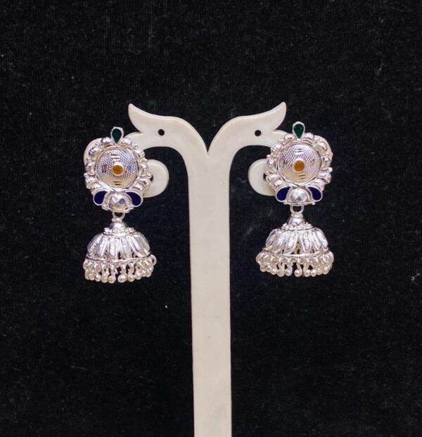 92.5 Pure Silver Kolka Design Minakari Jhumka (CN 13/51)