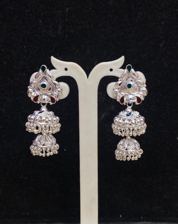 WhatsApp Image 2025-12-18 at 2.19.15 PM 92.5 Pure Silver Kolka Design Double Layer Minakari Jhumka (CN 22/44)