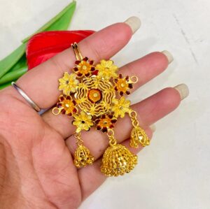 Flower Design Jhumko Minakari Khopa