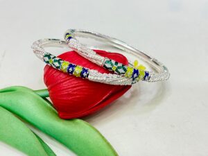 92.5 Pure Silver Minakari Monipuri Bangle (Pair) (CN 33-75)