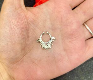 92.5 Pure Silver Stylish Kolka Design Septum Piercing