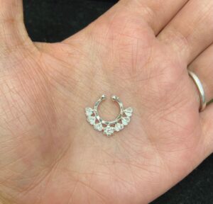 92.5 Pure Silver Stylish Heart Shape Septum Piercing