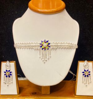 92.5 Pure Silver Flower Minekari Design Choker (CN 22-71)