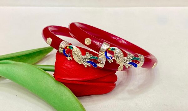 92.5 Pure Silver Peacock Design Bracelet Pola (Pair)