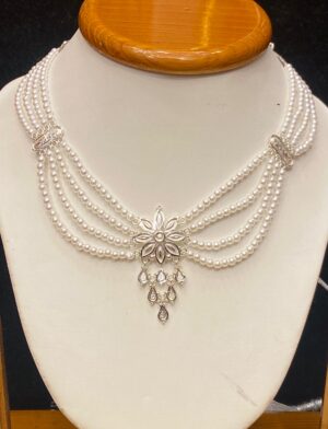 WhatsApp Image 2026-01-04 at 12.30.19 PM 99.5 Pure Silver Flower Drop Design Pearl Necklace (CN 6-50)