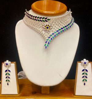 92.5 pure Silver Petallica Floral Designe Necklace Cum Choker (CN38-77)