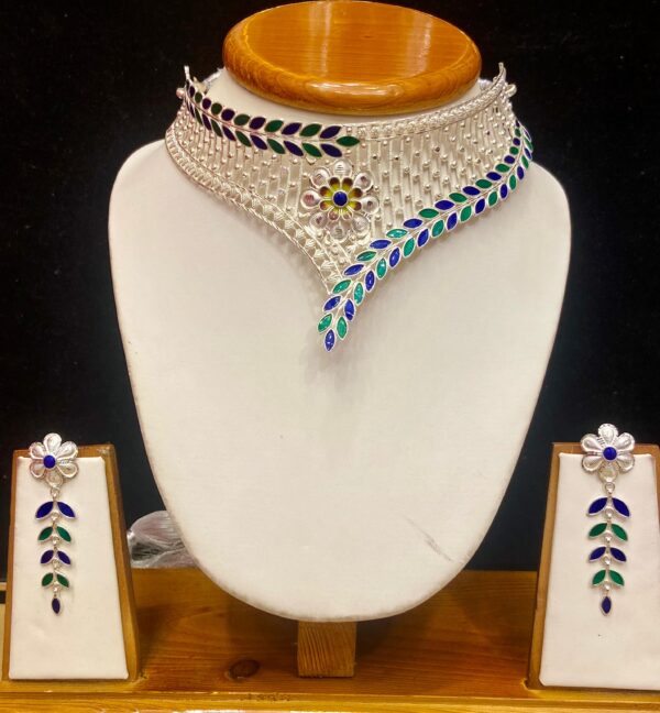 WhatsApp Image 2026-01-11 at 1.32.36 PM 92.5 pure Silver Petallica Floral Designe Necklace Cum Choker (CN38-77)