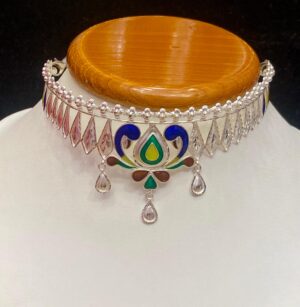 WhatsApp Image 2026-01-11 at 1.35.15 PM (1) 92.5 Pure Silver Drop Shape Kolka Minakari Choker (CN 13)