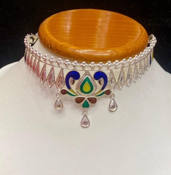 WhatsApp Image 2026-01-11 at 1.35.15 PM (1) 92.5 Pure Silver Drop Shape Kolka Minakari Choker (CN 13)