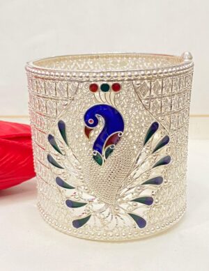 92.5 Pure Silver Peacock Design Minakari Chuur (CN 73-48)