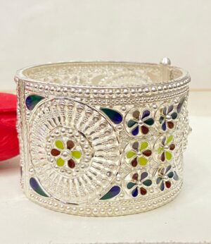 92.5 Pure Silver Flower Design Minakari Chuur (CN 57-40)