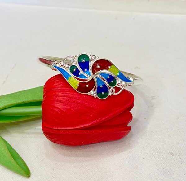 92.5 Pure Silver Stylish Floral Shape Minakari Noya (CN 12-20)