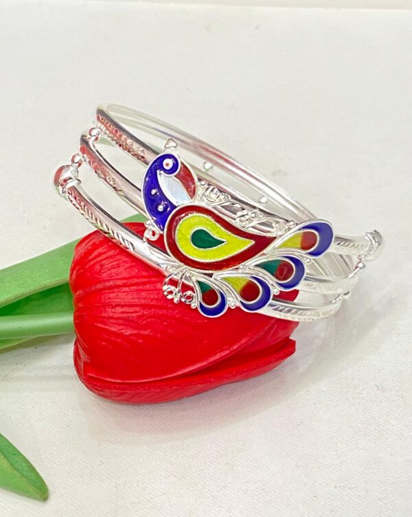 92.5 Pure Silver Beautiful Peacock Design Minakari Arai Pech Noya(CN20-22 )