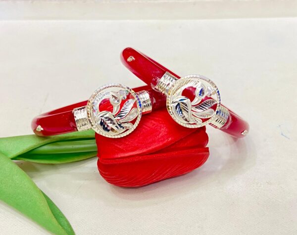 WhatsApp Image 2026-01-21 at 1.58.01 PM 92.5 Pure Silver Circle Peacock Design Bracelet Pola (Pair)