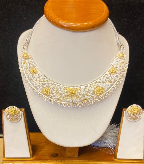 92.5 pure Silver Flower Designer Hasuli Cum Necklace (CN 34-85)