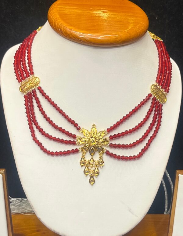 99.5 Pure Silver Flower Drop Design Pearl Necklace (CN 6-50)