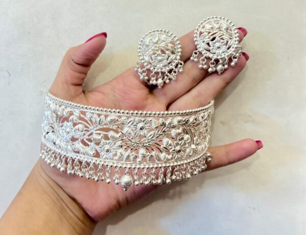 WhatsApp Image 2026-02-01 at 1.27.36 PM 92.5 Pure Silver Shabeki Design Choker Set (CN 64-94)