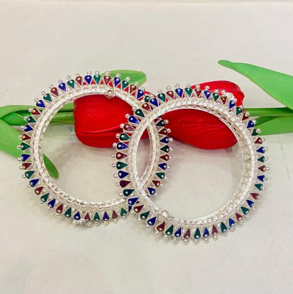 WhatsApp Image 2026-02-01 at 12.49.59 PM (1) 92.5 Pure Silver Drop Design Peacock Minakari Kankan